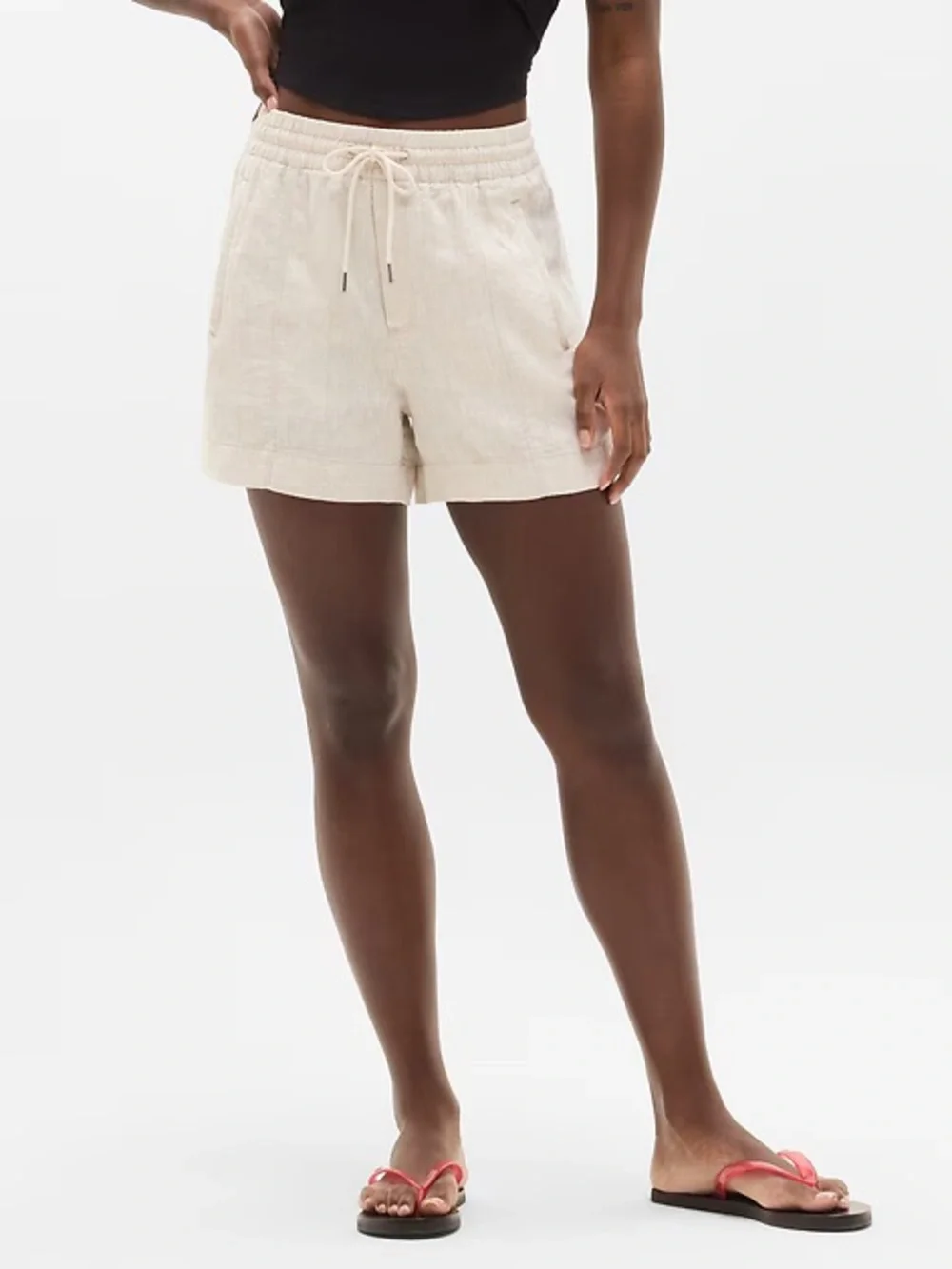 NWT Athleta Retreat Linen Mid Rise 4” Shorts in Undyed Size S